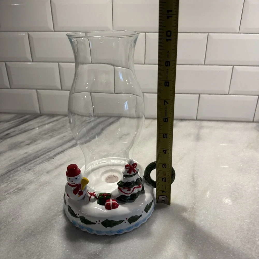 Himark Holiday Snowman Hurricane Candle Holder‎